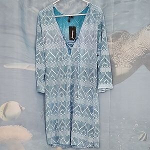 Jantzen Aqua and White Women's Swim Cover-Up